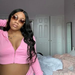 Pink track suit
